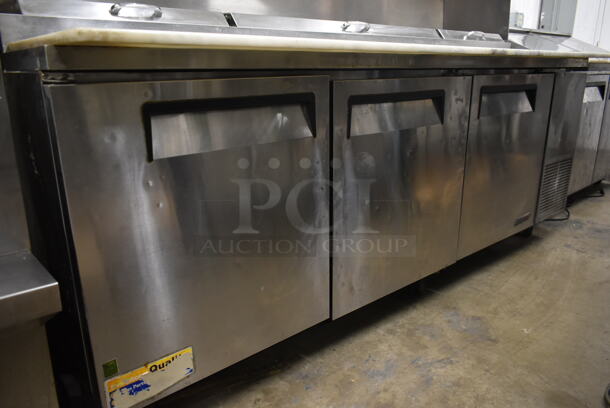 Turbo Air TPR-93SD Stainless Steel Commercial Pizza Prep Table w/ Over Shelf on Commercial Casters. 115 Volts, 1 Phase. Tested and Working! - Image 3 of 11