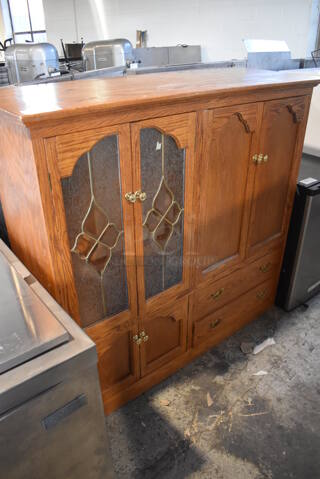 Wooden 4 Door Cabinet w/ 2 Drawers. 58x23x55.5