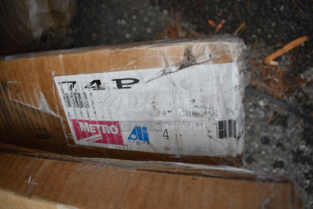 5 BRAND NEW SCRATCH AND DENT! Items; 4 Metro 74P Stationary Super Erecta SiteSelect 74" Chrome Post, Metro MQD18-8 MetroMax Q Polymer Shelf Divider - 8" x 18". 5 Times Your Bid! May Be Missing Pieces.  - Image 5 of 7