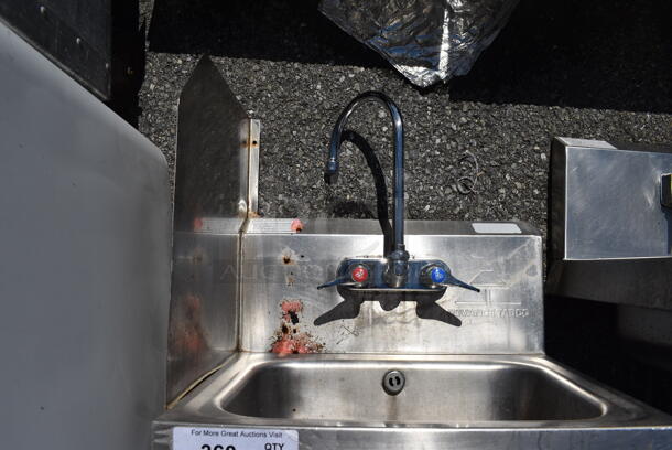 Advance Tabco Stainless Steel Commercial Single Bay Wall Mount Sink w/ Left Side Splash Guard, Faucet and Handles. 17.5x15.5x30 - Image 4 of 5
