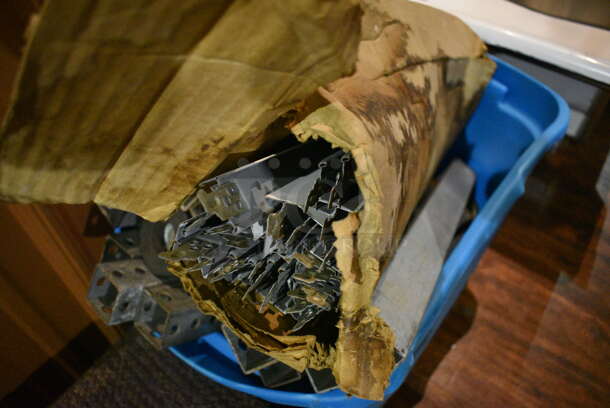 ALL ONE MONEY! Lot of Carpet Squares and Metal Pieces in Blue Poly Bin. (bar) - Image 4 of 5