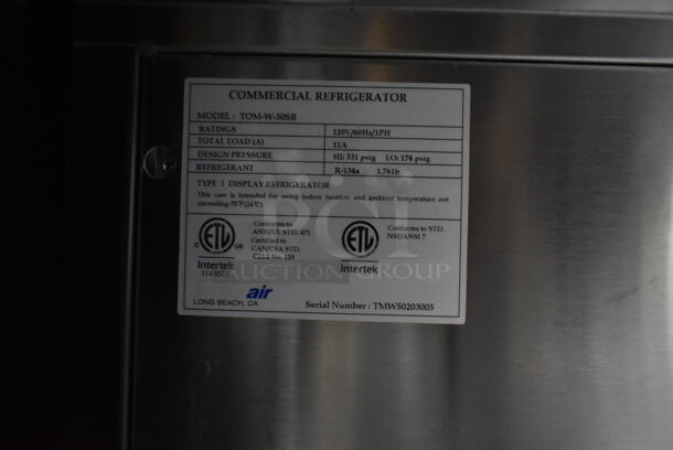 Turbo Air TOM-W-60SB Stainless Steel Commercial Floor Style Refrigerated Merchandiser w/ Top Closed Display Case. 115 Volts, 1 Phase. Tested and Powers On But Does Not Get Cold
 - Image 6 of 6