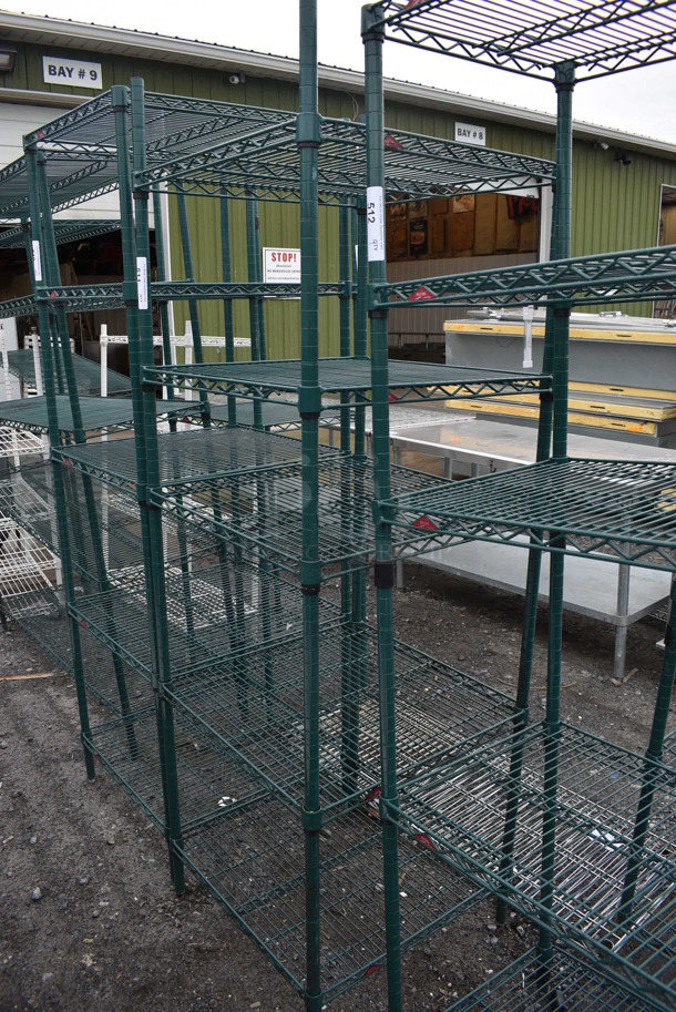 Metro Green Finish 5 Tier Shelving Unit. BUYER MUST DISMANTLE. PCI CANNOT DISMANTLE FOR SHIPPING. PLEASE CONSIDER FREIGHT CHARGES. 24x24x74 - Image 1 of 3