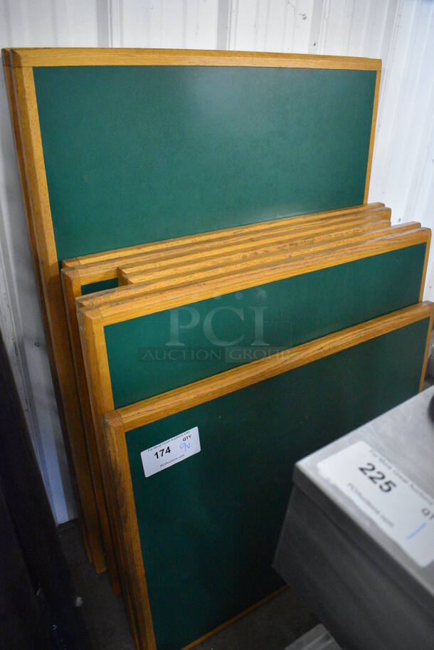 9 Various Green Tabletops w/ Wood Pattern Rim. 30x24x1, 30x30x1, 30x42x1. 9 Times Your Bid! - Image 4 of 4
