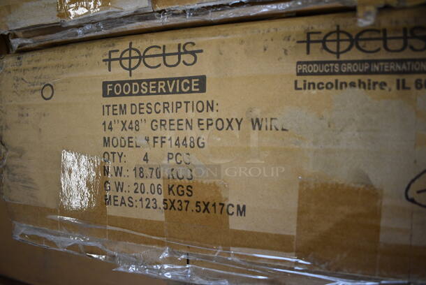 ALL ONE MONEY! Lot of 4 BRAND NEW IN BOX! Focus Green Finish Wire Shelves. 48x14x1.5 - Image 2 of 2