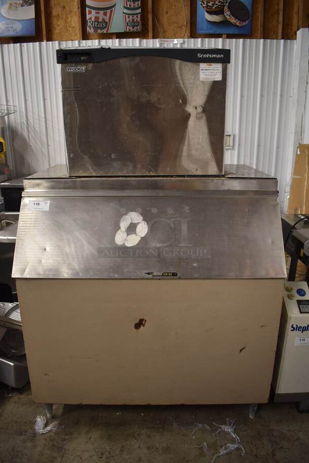 Scotsman C0630SA-32B Commercial Stainless Steel Ice Machine With Storage Bin On Galvanized Legs. 208/230V, 1 Phase.  - Image 1 of 6