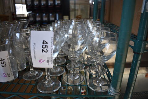 16 Wine Glasses. 3x3x6. 16 Times Your Bid!