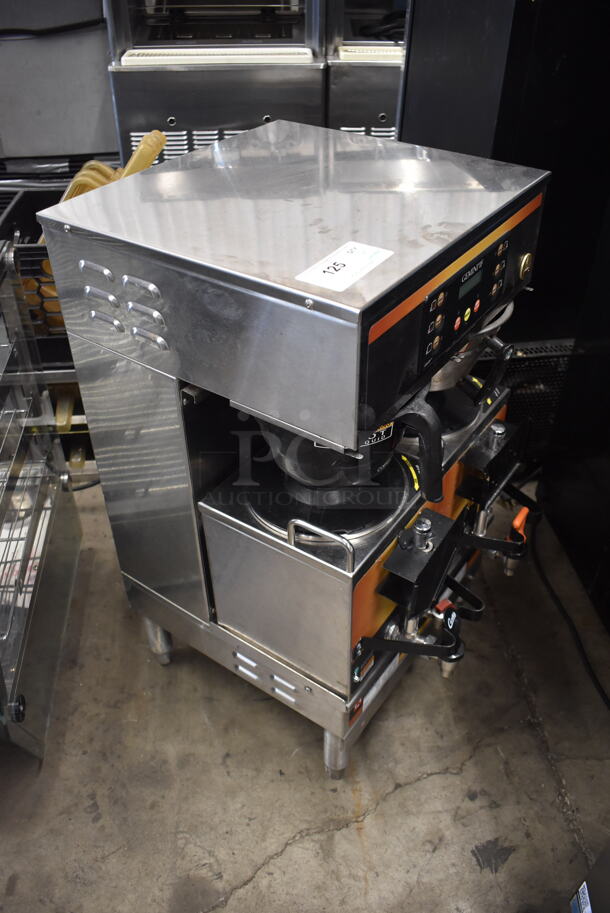 Curtis GEMTIF10A1015 Commercial Stainless Steel Twin Coffee Brewer With 2 Lower Warmers And Hot Water Faucet On Galvanized Legs. 220V, 1 Phase.  - Image 2 of 6