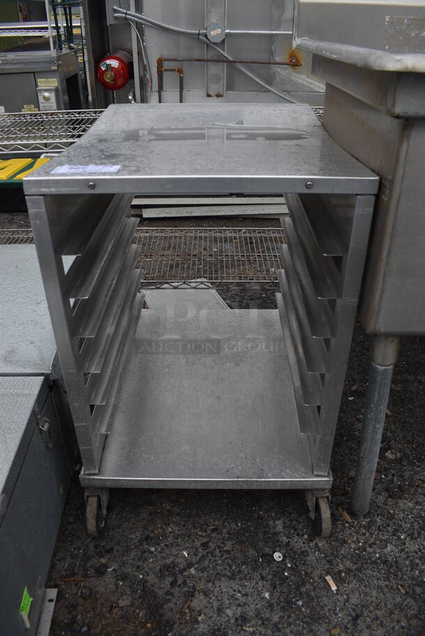 Metal Commercial Pan Transport Rack on Commercial Casters. 21x27x31 - Image 1 of 3
