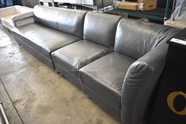 Black 3 Section Couch w/ 1 Arm Rest. 78x34x33, 26x34x33, 34x34x33. Entire: 138x34x33  - Image 4 of 4