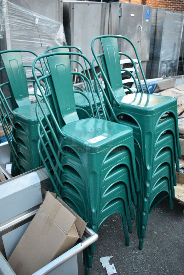 21 BRAND NEW SCRATCH AND DENT! Green Metal Tolix Style Chairs. 12 Times Your Bid!  - Image 2 of 7
