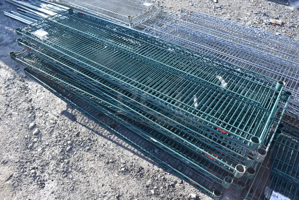 ALL ONE MONEY! Lot of 10 Metro Green Finish Wire Shelves. 60x18x1.5 - Image 3 of 3