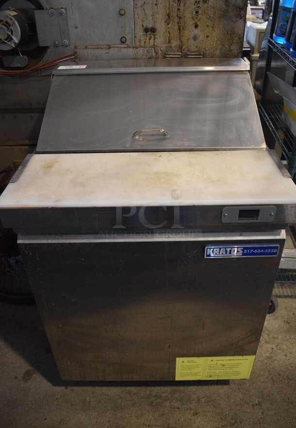 Kratos Model 69K-769HC Stainless Steel Commercial Sandwich Salad Prep Table Bain Marie Mega Top on Commercial Casters. 115 Volts, 1 Phase. 29x30.5x45. Tested and Working!
