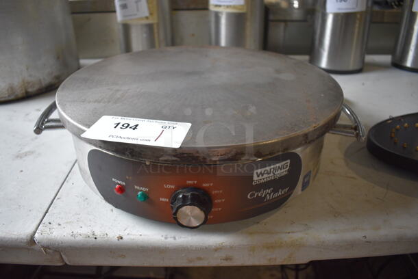 Waring Model WSC160X Stainless Steel Commercial Countertop Electric Powered Crepe Maker. 120 Volts, 1 Phase. 19x18x5