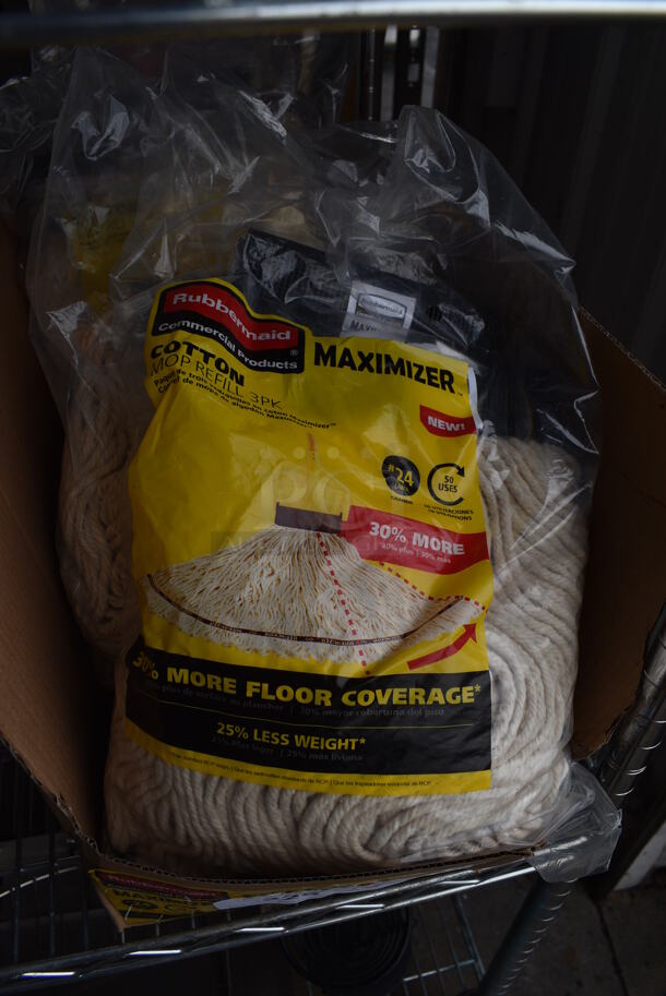 12 BRAND NEW IN BOX! Rubbermaid Maximizer Cotton Mop Refill Heads. 12 Times Your Bid!