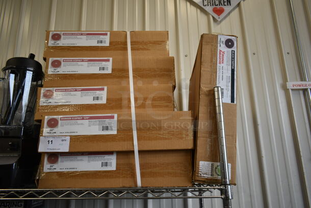 6 Boxes of BRAND NEW! Floor Maintenance Pads; Five Boxes of 10 416-25202 U Maroon Ecoprep EPP 20" Thin Line and One Box of 5 416-50204 20" Thick Line Black Stripper. 6 Times Your Bid! - Image 1 of 4