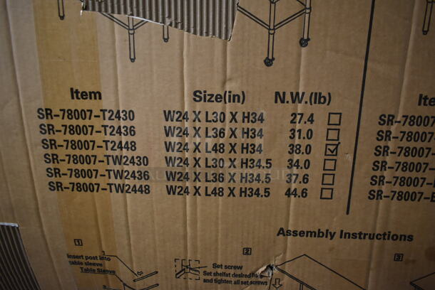 BRAND NEW IN BOX! SR-78007-T2448 Stainless Steel Table w/ Under Shelf. - Image 2 of 7