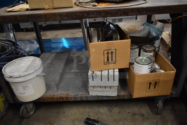 Metal 2 Tier Cart w/ Contents on Commercial Casters. - Image 3 of 8