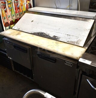 2015 Leader LM48 S/C Stainless Steel Commercial Sandwich Salad Prep Table Bain Marie Mega Top on Commercial Casters. 115 Volts, 1 Phase.  Tested and Working!