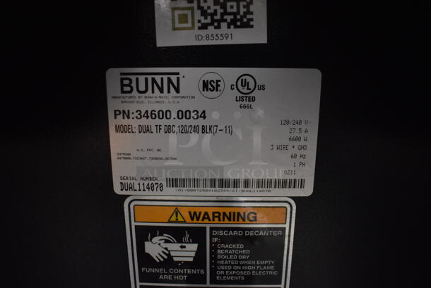 2011 BUNN 34600.0034 Commercial Black Electric Countertop Dual Coffee Brewer. 120/240V. 1 Phase.  - Image 4 of 4