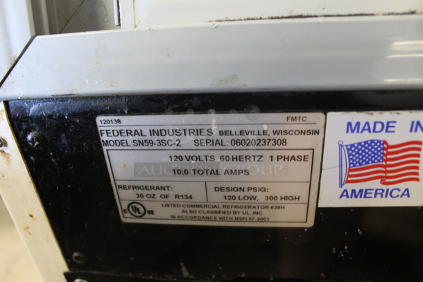 Federal Industries SN59-3SC-2 Series '90 Double-Curved Glass Dual Zone Refrigerated Bakery Case. 120 Volts, 1 Phase. Tested and Powers On But Does Not Get Cold
 - Image 6 of 7