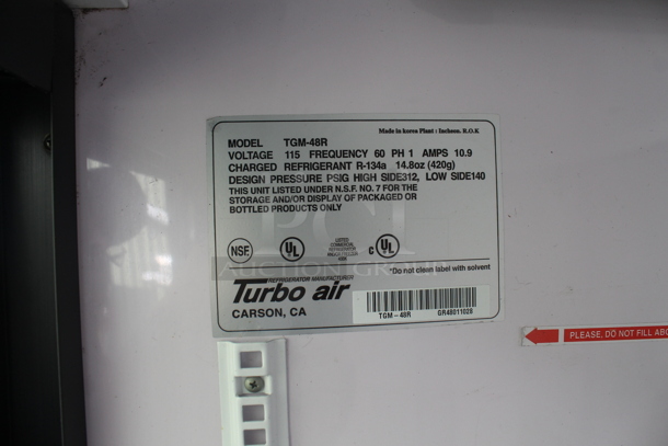 Turbo Air TGM-48R Metal Commercial 2 Door Reach In Cooler Merchandiser. 115 Volts, 1 Phase. Tested and Does Not Power On - Image 4 of 6