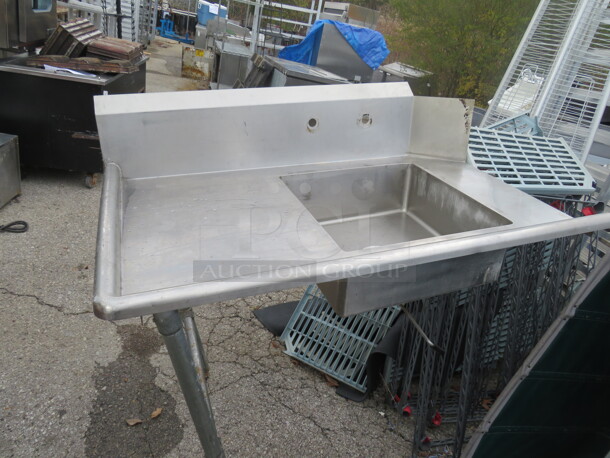 One Stainless Steel Dirty Side Dish Table. 48X30X32.5 - Image 1 of 2