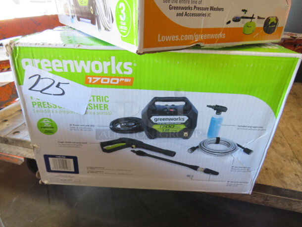 One Greenworks Portable Electric Pressure Washer. 1700psi. #GPW1794. 