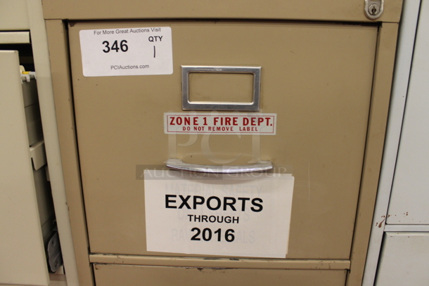 Tan Metal 2 Drawer Filing Cabinet. BUYER MUST REMOVE. - Image 4 of 6