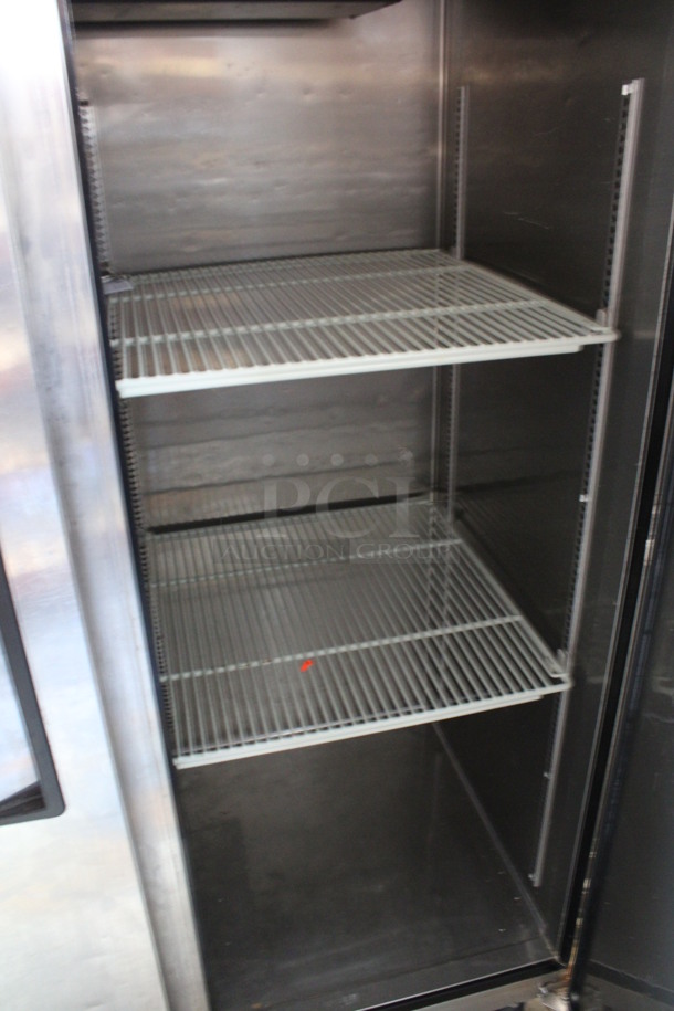 Turbo Air Model M3R47-2 Stainless Steel Commercial 2 Door Reach In Cooler w/ Poly Coated Racks on Commercial Casters. 115 Volts, 1 Phase. 52x31x83. Tested and Working! - Image 7 of 7