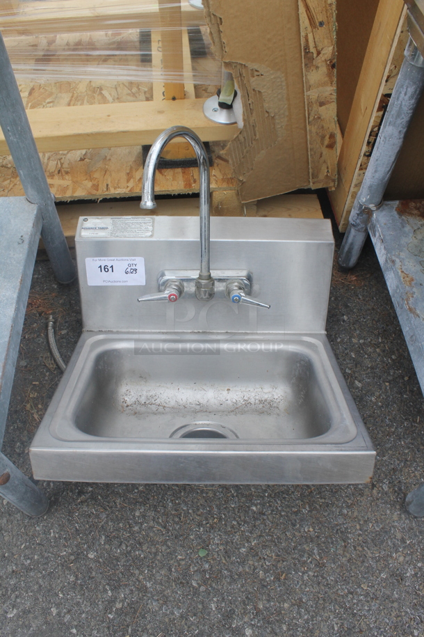 Advance Tabco Stainless Steel Commercial Single Bay Wall Mount Sink w/ Faucet and Handles. - Image 1 of 5