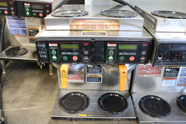 2014 Bunn Model AXIOM 2/2 TWIN Stainless Steel Commercial Countertop 4 Burner Coffee Machine w/ 2 Metal Brew Baskets. 120/208-240 Volts, 1 Phase. 16x18x19