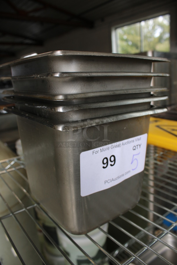 5 Stainless Steel 1/6 Size Drop In Bins. 1/6x6. 5 Times Your Bid! - Image 2 of 3