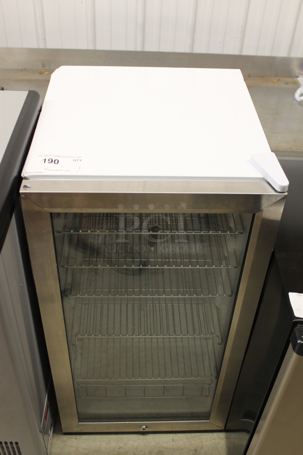 BRAND NEW SCRATCH AND DENT! Whynter BR-128WS Beverage Refrigerator With Glass Door and Lock, 17 in., Stainless Steel, 120 12-Oz. Can Capacity. 115 Volts, 1 Phase. Tested and Working! - Image 1 of 4