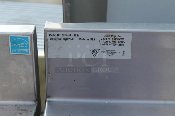 Duke SUB-P-36M Stainless Steel Commercial Counter w/ 2 Wood Pattern Doors. - Image 5 of 5