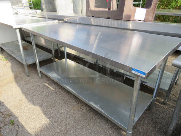 One BK Stainless Steel Table With SS Under Shelf.  #VTT-230. 72X30X34.5 - Image 1 of 2