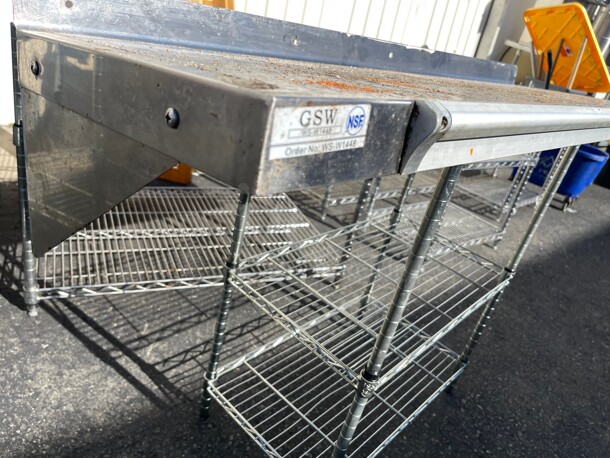 GSW USA WS-W1448 Stainless Wall Mount Shelf 14 inch x 84 inch w/ Mounting Brackets NSF  - Image 5 of 7