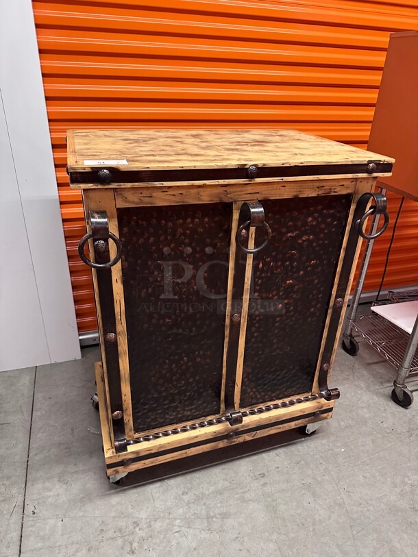 Beautiful! Wooden Hostess Station with Metal Studs  - Image 1 of 8