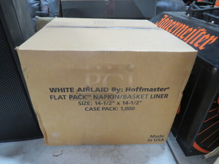 One Case Of 1,000 14.5X14.5 White Napkins.