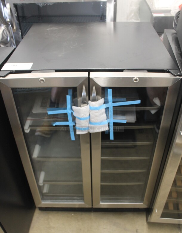 BRAND NEW SCRATCH AND DENT! Danby DBC2760BLS Stainless Steel Dual Zone 27 Bottle Built-In French Door Beverage Center / Wine Cooler Merchandiser. 115 Volts, 1 Phase. Tested and Working! - Image 1 of 7