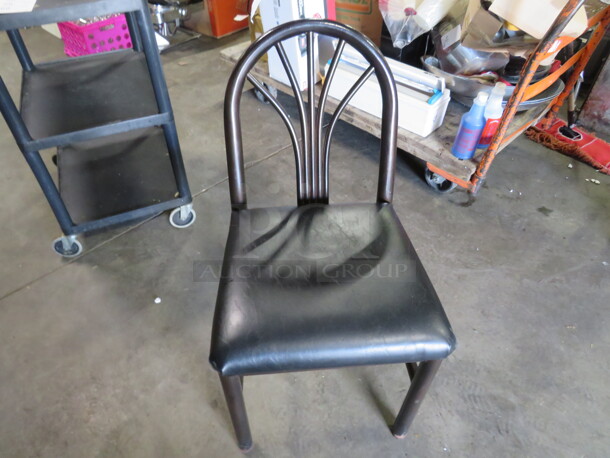 Heavy Black Metal Chair With Black Cushioned Seat. 2XBID