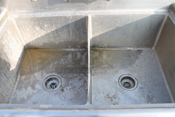 Stainless Steel Commercial 2 Bay Sink w/ Faucet and Handles. Missing 1 Leg. - Image 3 of 3