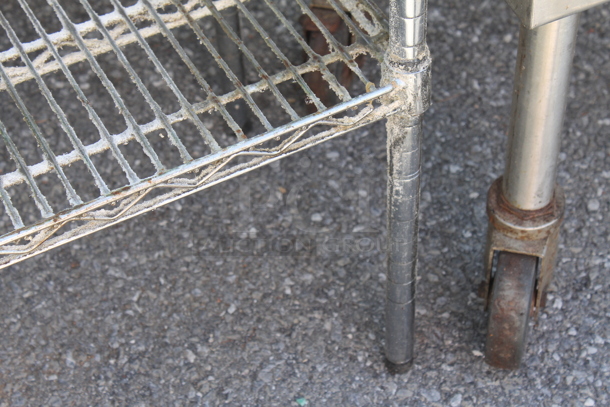 Chrome Finish 2 Tier Wire Shelving Unit. BUYER MUST DISMANTLE. PCI CANNOT DISMANTLE FOR SHIPPING. PLEASE CONSIDER FREIGHT CHARGES. - Image 3 of 3