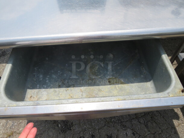 One Advance Tabco Stainless Steel Table With 10lb Can Opener With Under Shelf And 1 Drawer.  48X30X34 - Image 3 of 3