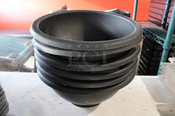 6 Black Poly Bowls. 12.5x12.5x6. 6 Times Your Bid!