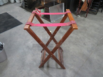 One Wooden Tray Stand.