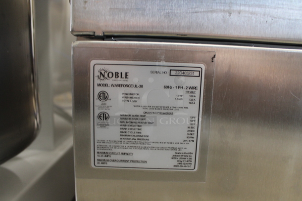 LIKE NEW! 2022 Noble Warewashing Wareforce UL-30 Energy Efficient Stainless Steel Commercial High Temperature Hi Temp Undercounter Dishwasher. 115 Volts, 1 Phase. Unit Has Only Been Used a Few Times! Tested and Working! - Image 3 of 8