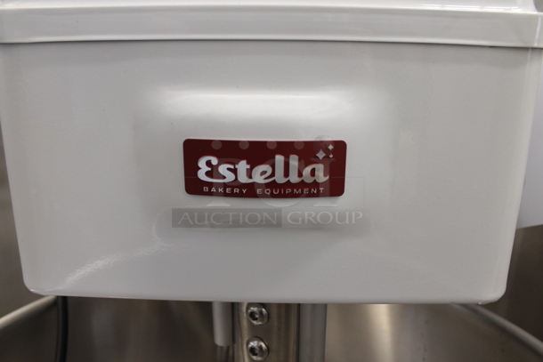 BRAND NEW SCRATCH AND DENT! Estella 348SM40 Metal Commercial Floor Style 40 Quart Spiral Dough Mixer w/ Stainless Steel Mixing Bowl, Bowl Guard and Dough Hook. 240 Volts, 1 Phase. Tested and Working! - Image 4 of 7