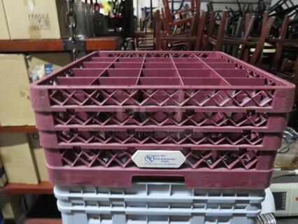 One Burgundy 25 Hole Dishwasher Rack.