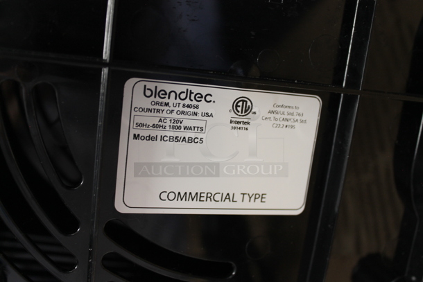 BRAND NEW SCRATCH AND DENT!  Blendtec ICB5/ABC5 Metal Commercial Countertop Blender w/ Poly Dome Cover and Pitcher. 120 Volts, 1 Phase. Tested and Working! - Image 5 of 5